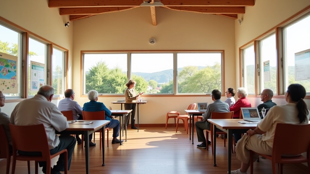 Taller educativo en interior con materiales visuales sobre ecosistemas de la reserva