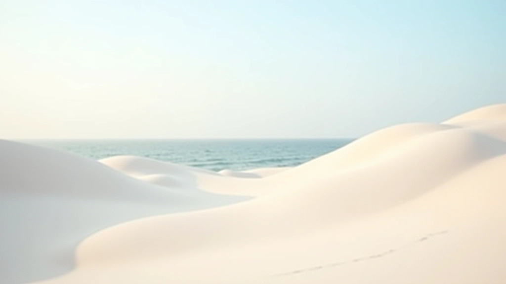 Dunas de arena blanca con vista al océano en reserva natural protegida